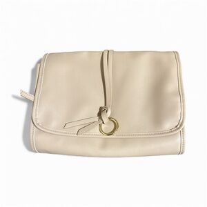 Elegant Cream faux Leather cosmetic bag